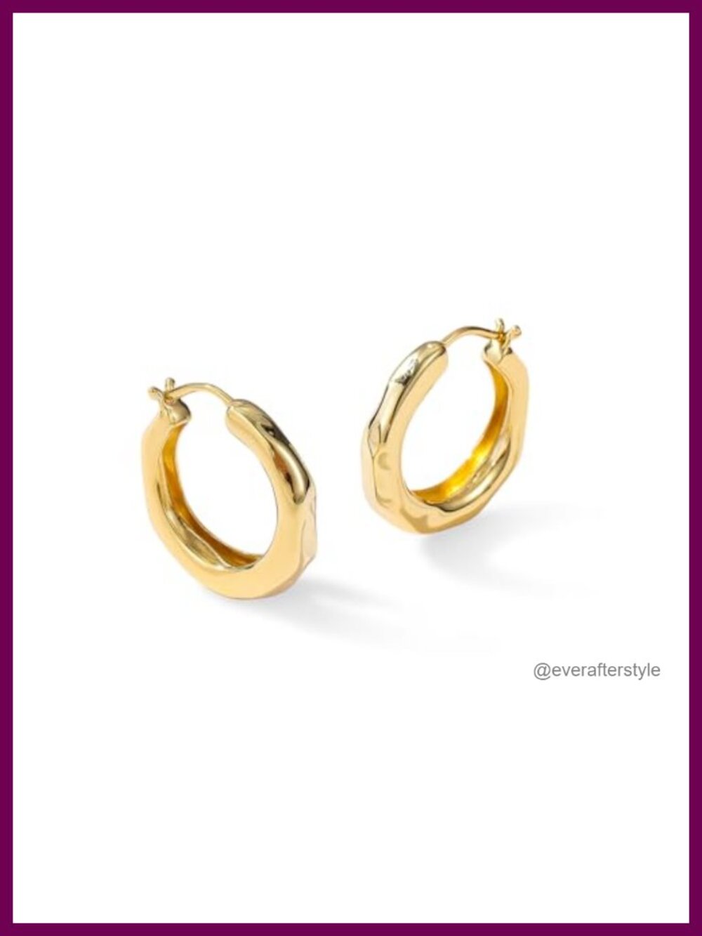 Textured Gold Plated Hoop Earrings Silver Posts Hypoallergenic Lightweight